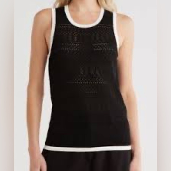 Jason Wu Pointelle Sleeveless Sweater with White Trim - Picture 1 of 8